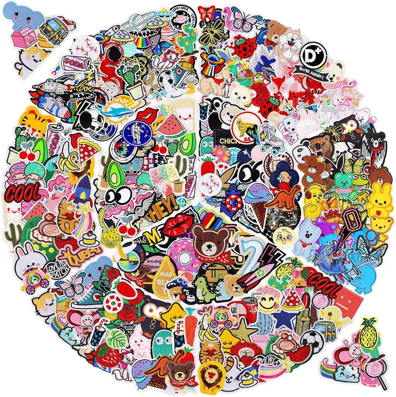 NICEVINYL Iron on Patches for Clothing: 100Pcs Random Assorted Styles Funny Patch Repair Embroidered Appliques for Clothes Sew on/Iron on Jackets Backpacks Hat Dress Fabric for DIY Accessories - Image 1